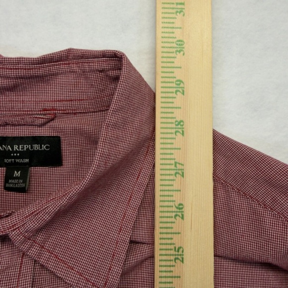 Banana Republic Soft Wash Coronado Shirt Mens M Red Micro Check Cotton - Picture 6 of 7